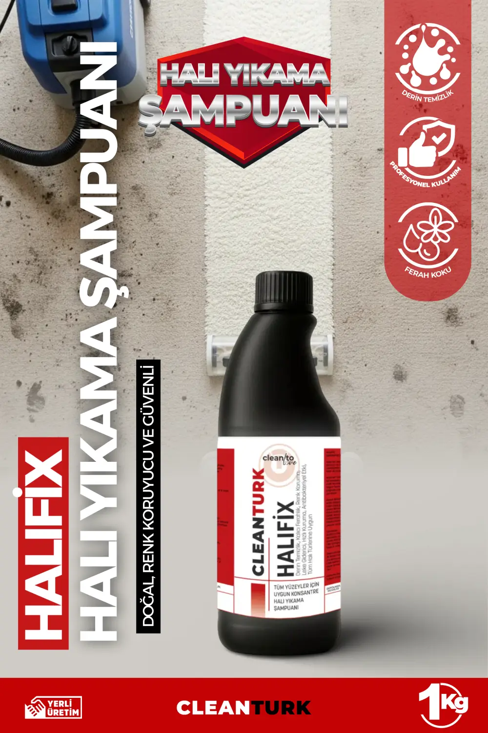 Halıfix Halı Yıkama Şampuanı | Doğal, Renk Koruyucu ve Güvenli 1 KG