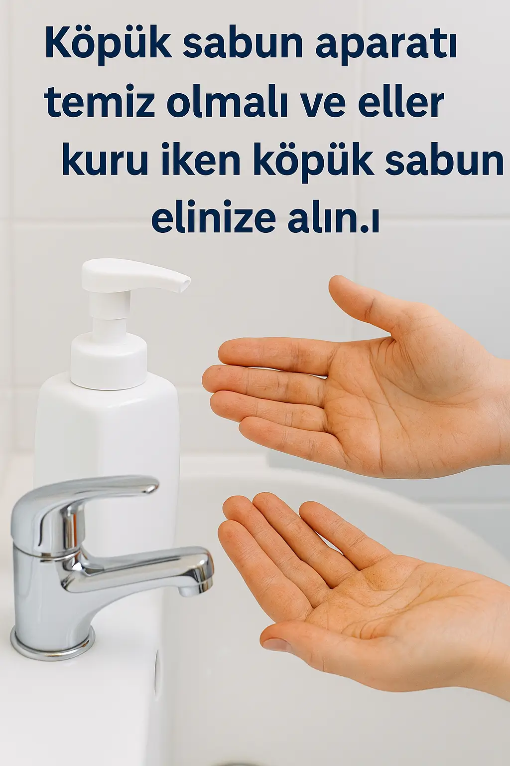 FOAMiX PURE için dispenser ve ellerin hazırlık aşaması
