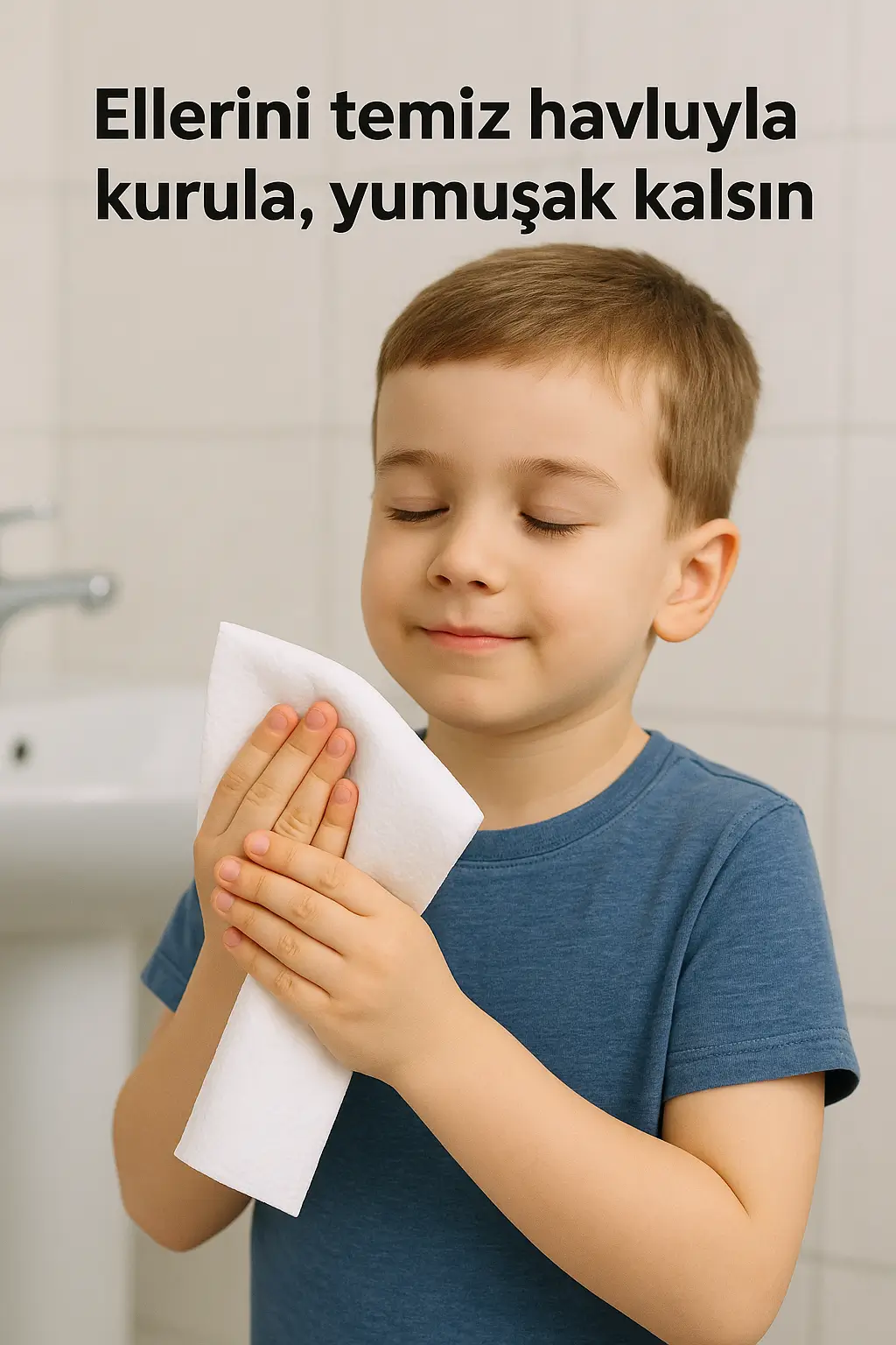 Yıkanan ellerin kağıt havlu ile kurulanması