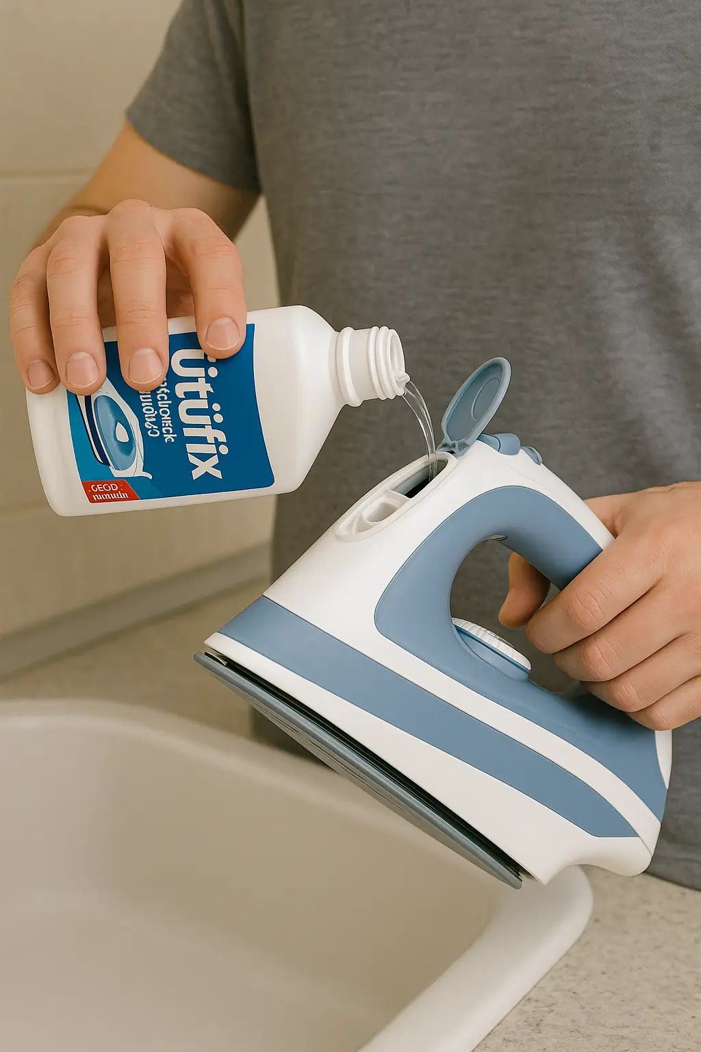 Ütüfix kireç çözücünün ütü su haznesine ilave edilmesi