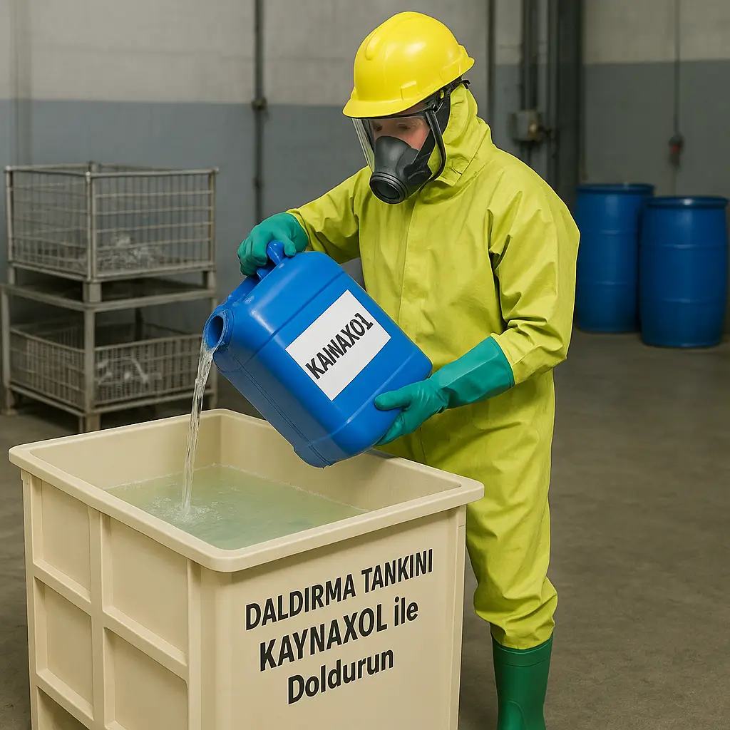 KAYNAXOL daldırma tankına aktarılıyor