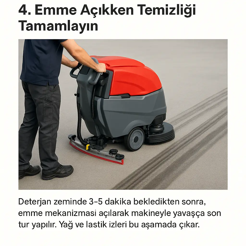 Emme mekanizması çalıştırılarak son temizlik turunda lastik izlerinin alınması