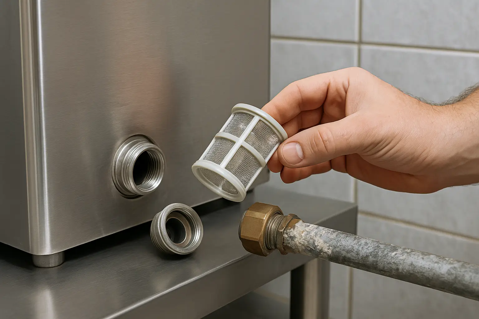 Bulaşık makinesinde tortu ve su filtresi