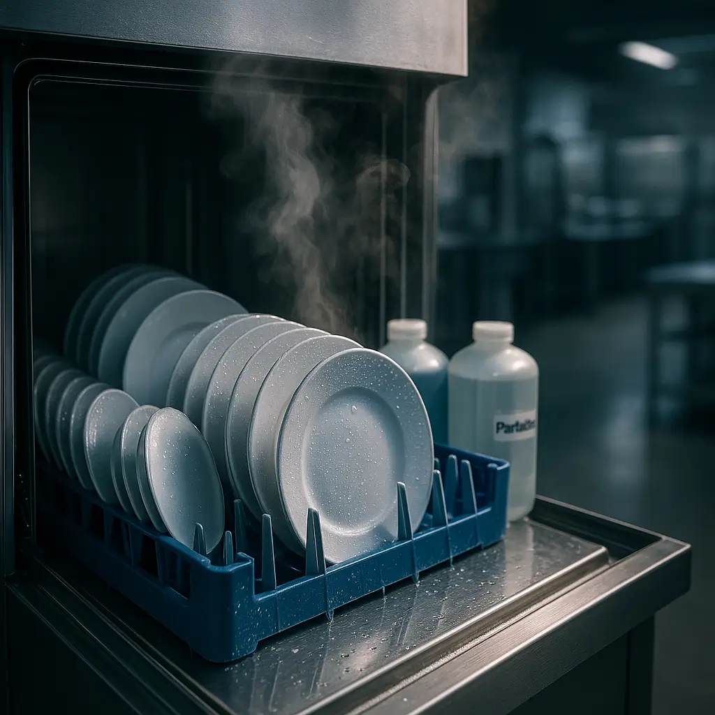 Buharda bekletilen bulaşıklar