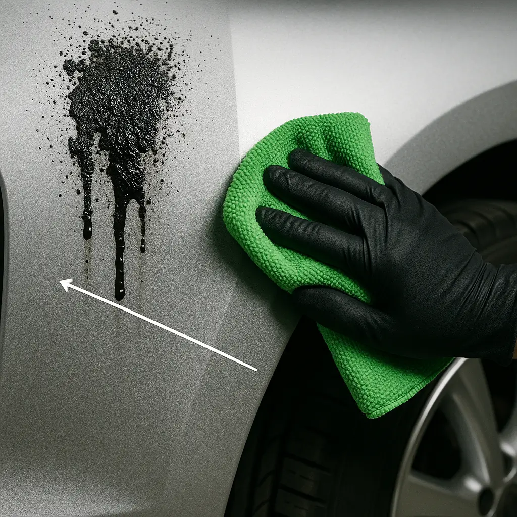 ZiFTiXiR ile Katranı Parçalayın ve Boyayı Koruyarak Temizleyin ZiFTiXiR ile katranın çözülüp yüzeyden boya zarar görmeden temizlenmesi