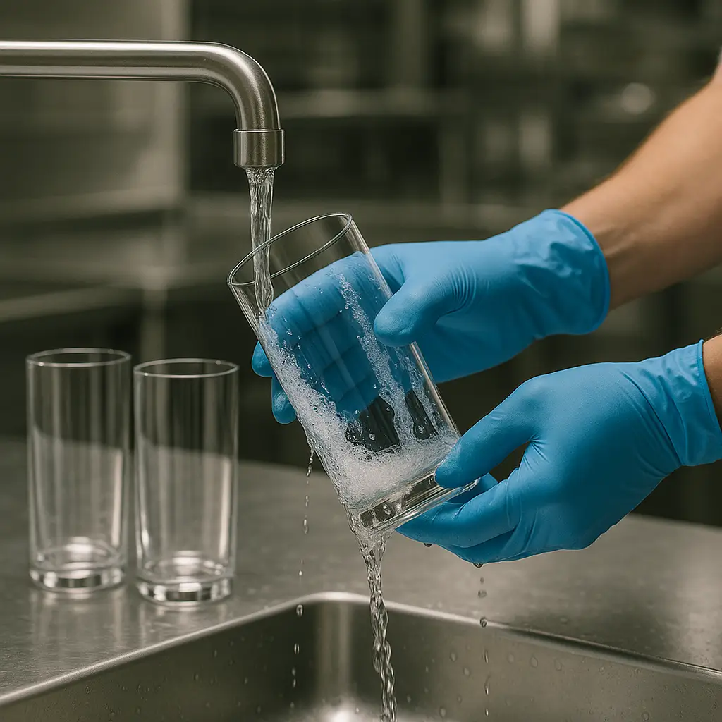 Durulama sonrası pırıl pırıl bardaklar