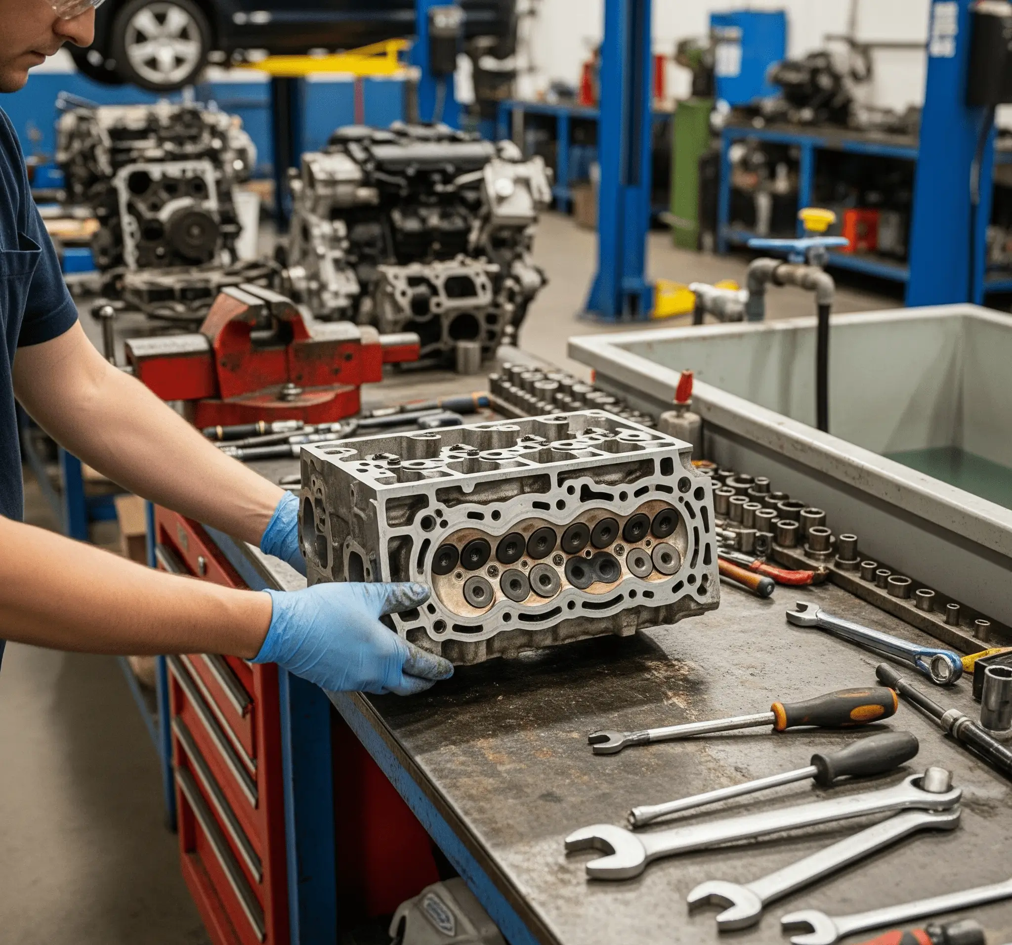 Motor parçası Q11 uygulamasına hazırlanıyor Q11 uygulaması öncesi motor parçası hazırlanışı