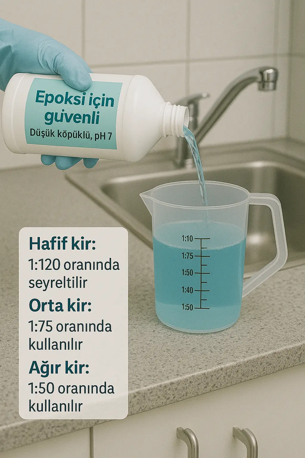 epoksi yüzey için doğru deterjan seyreltilmesi