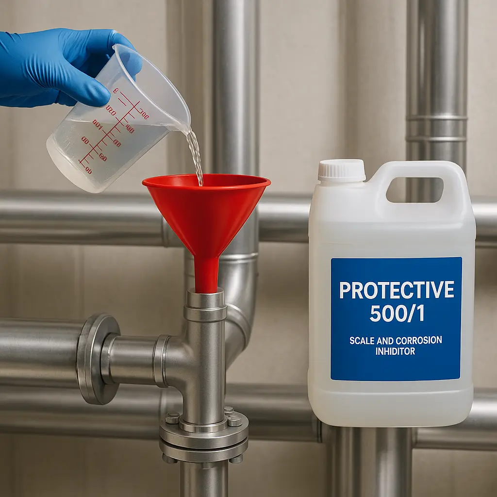 Protective 500/1 kireç önleyicinin sisteme eklenmesi