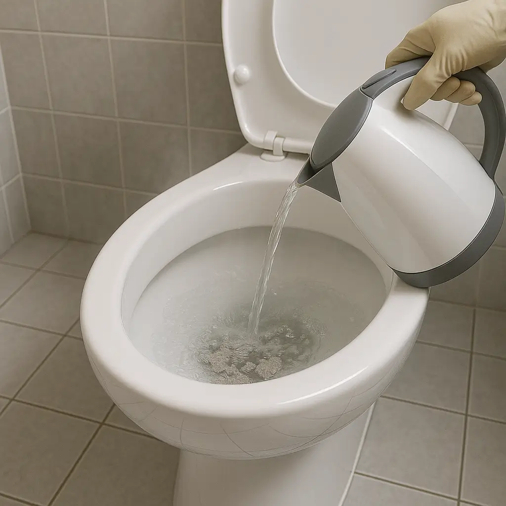 Beton gider tıkanıklığı sonrası sıcak suyla durulama işlemi