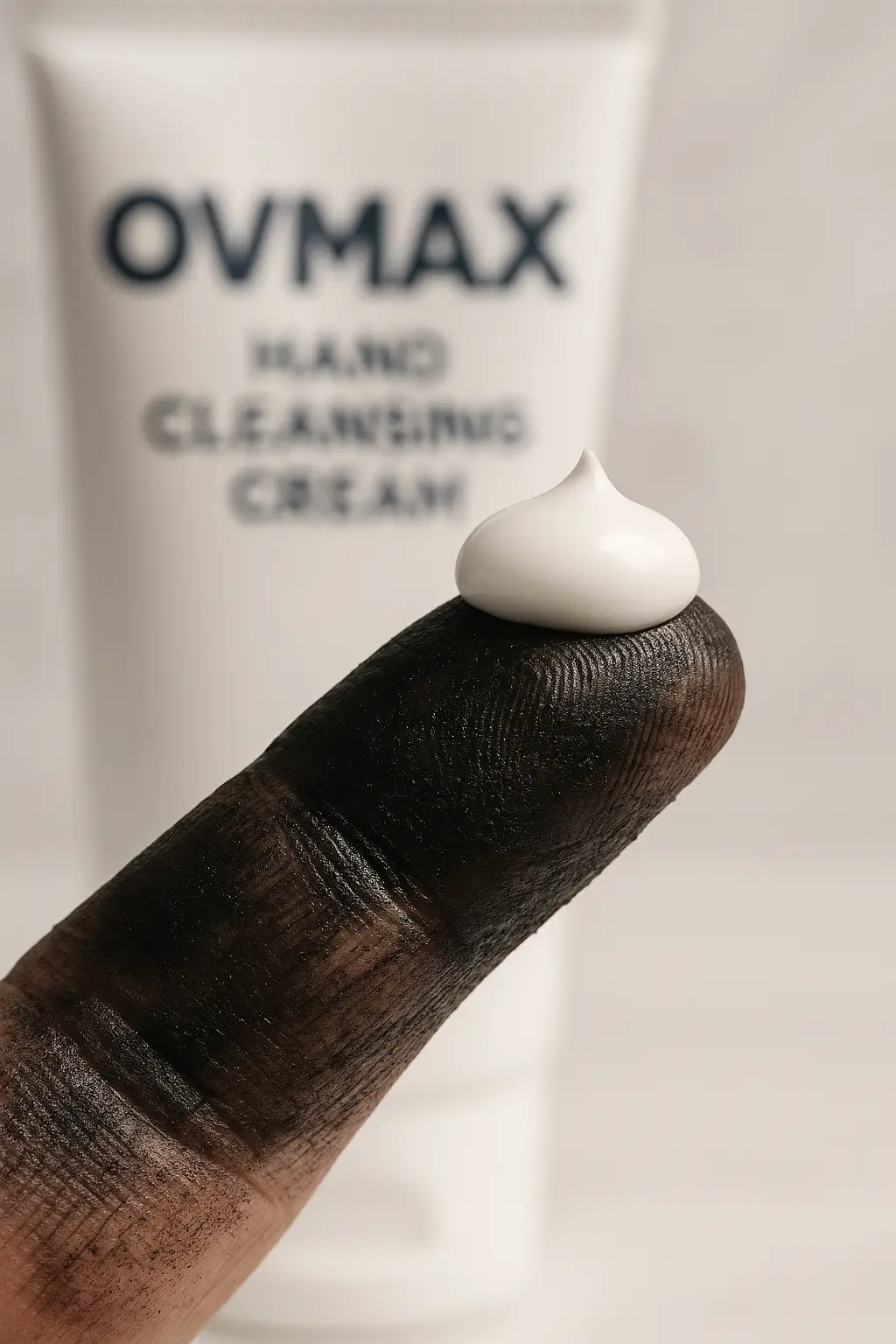 Kirli parmak ucunda ideal miktarda OVMAX el temizleme kremi