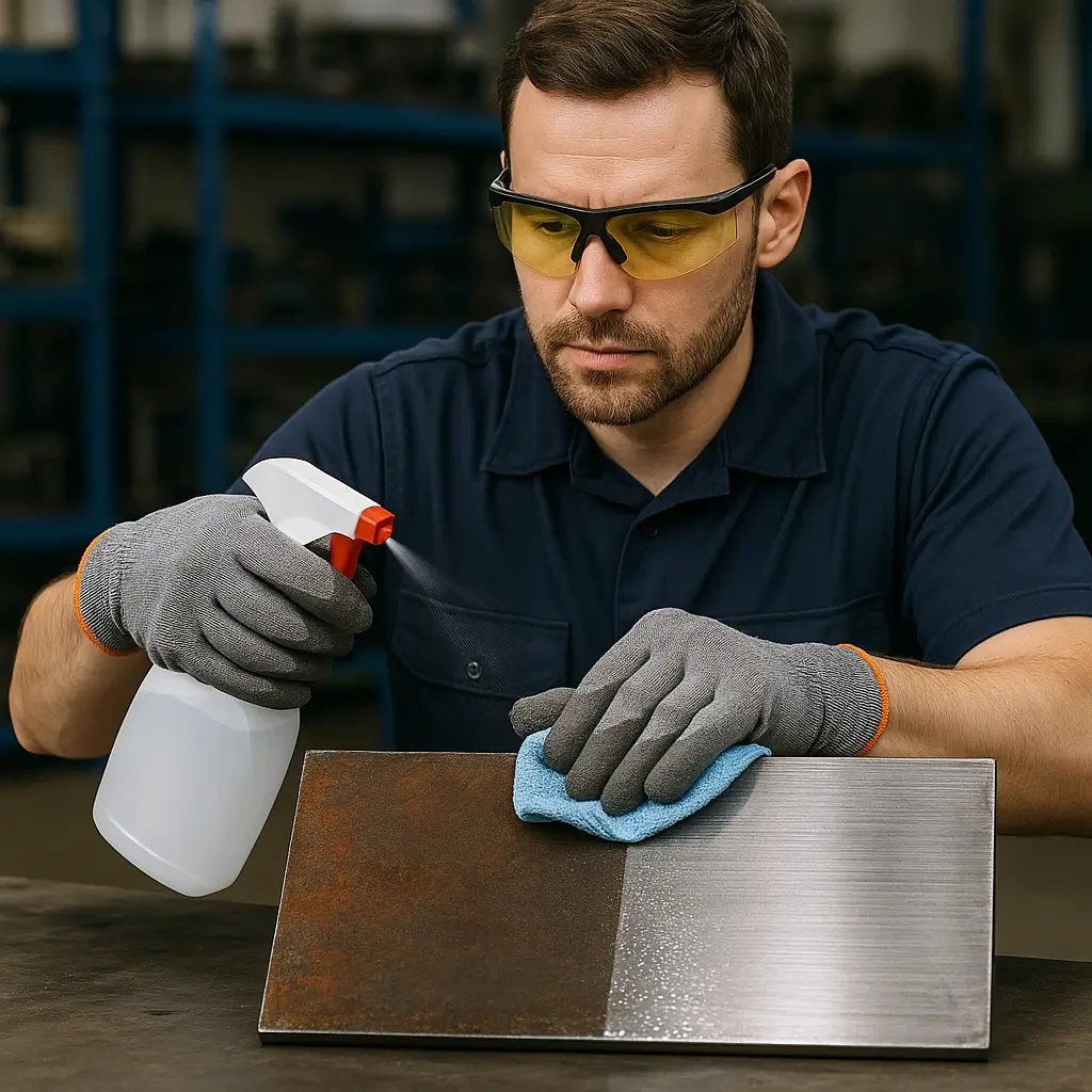 METALGUARD uygulaması öncesi metal yüzeyin kir ve pas kalıntılarından temizlenmesi