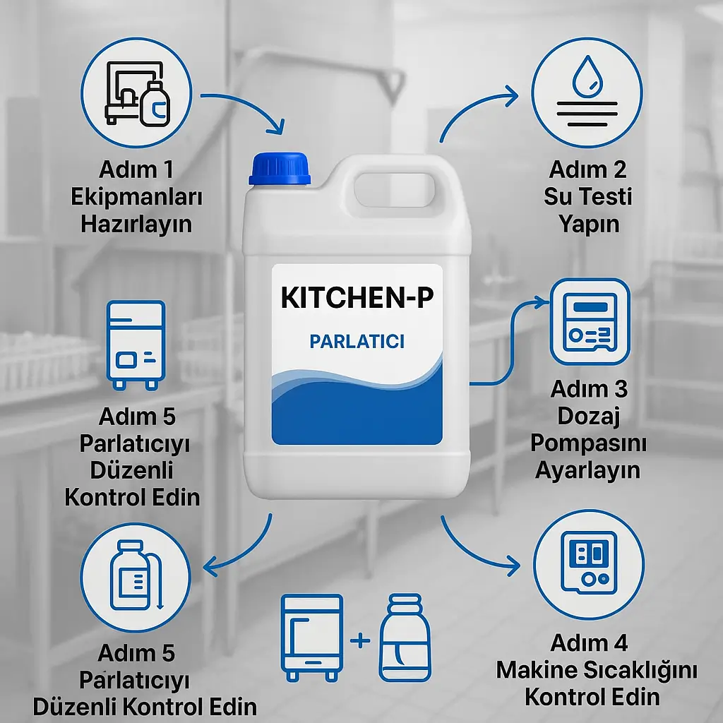 KITCHEN-P ile Endüstriyel Parlatıcı Kullanımı Rehberi KITCHEN-P ile parlatıcı kullanımı adım adım uygulama özeti