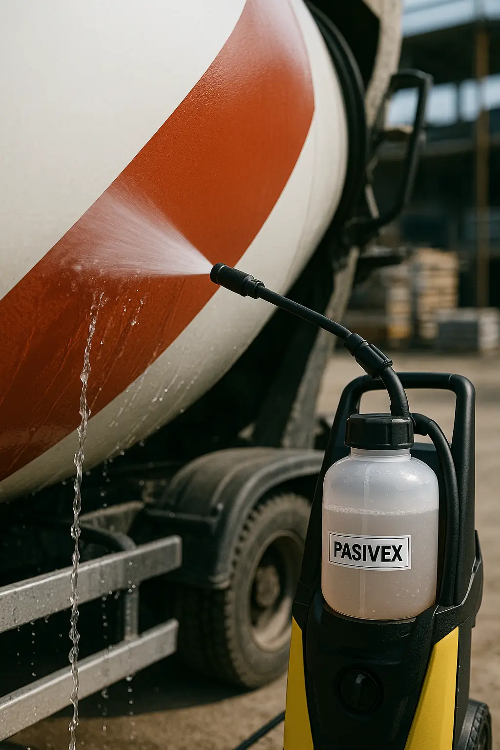 Pasivex ekli basınçlı yıkama makinesi ile durulama