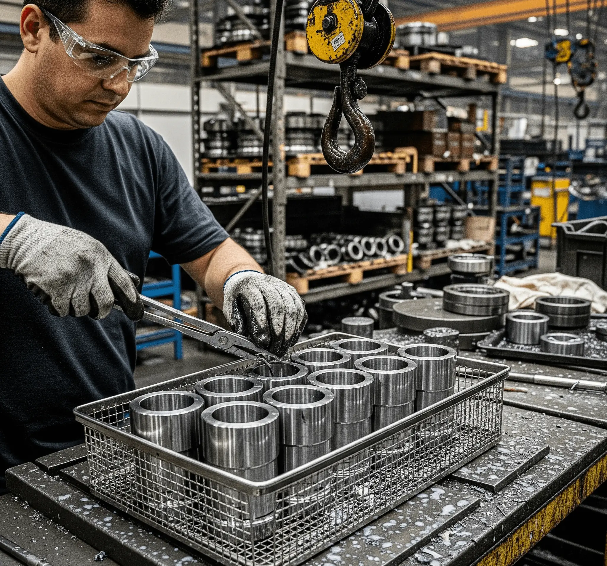 Metal parçaların sepete düzgün yerleştirilmesi