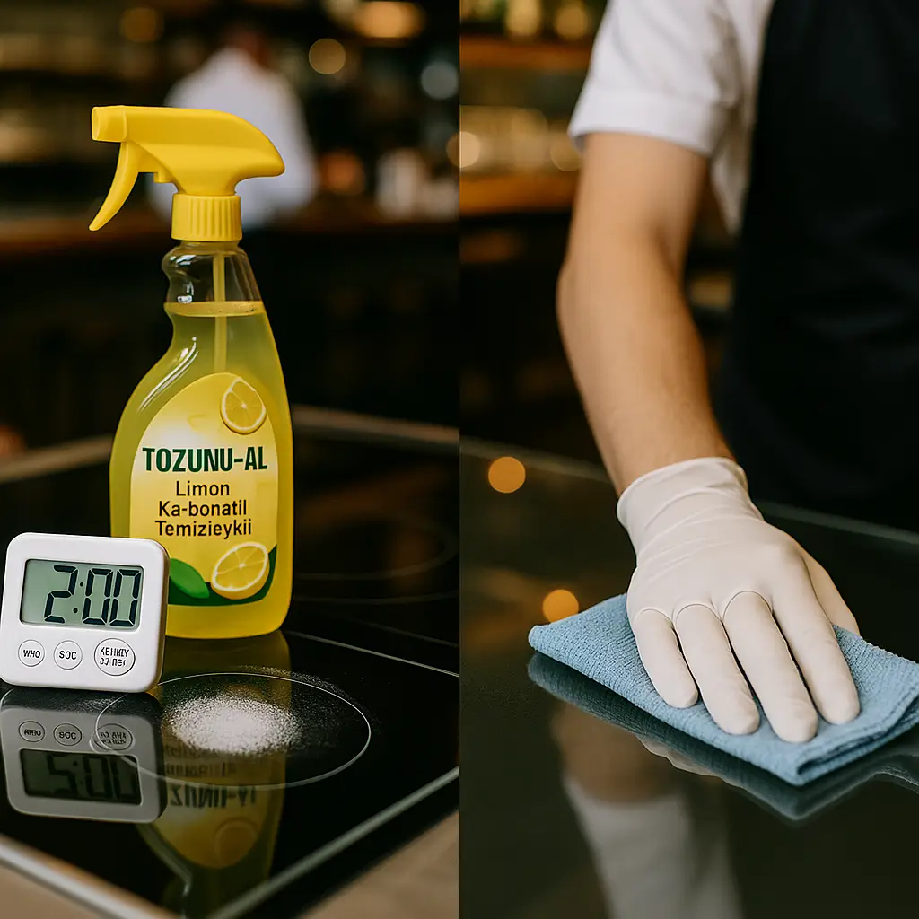 TOZUNU-AL ile yüzey temizliği sonrası bekleme ve mikrofiber bezle silme TOZUNU-AL ile temizlik sonrası bekleme ve yüzey silme