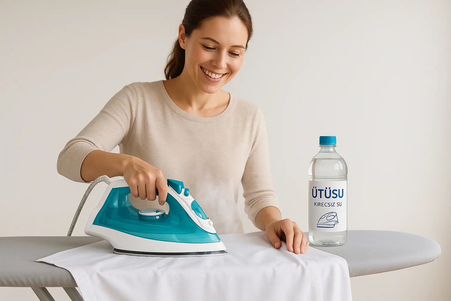 ÜtüSu kireçsiz ütü suyu ile lekesiz ve pürüzsüz ütüleme