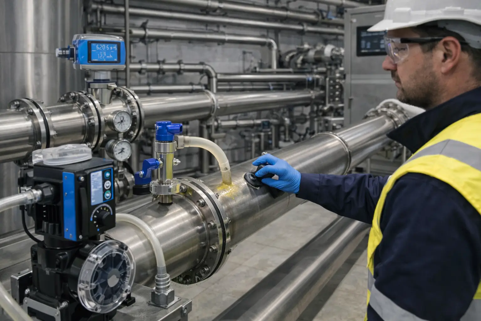 CLEANART CHLORINE XL içme suyu enjeksiyon hattına kontrollü dozlama CLEANART CHLORINE XL ürününün endüstriyel içme suyu enjeksiyon hattına kontrollü dozlanması