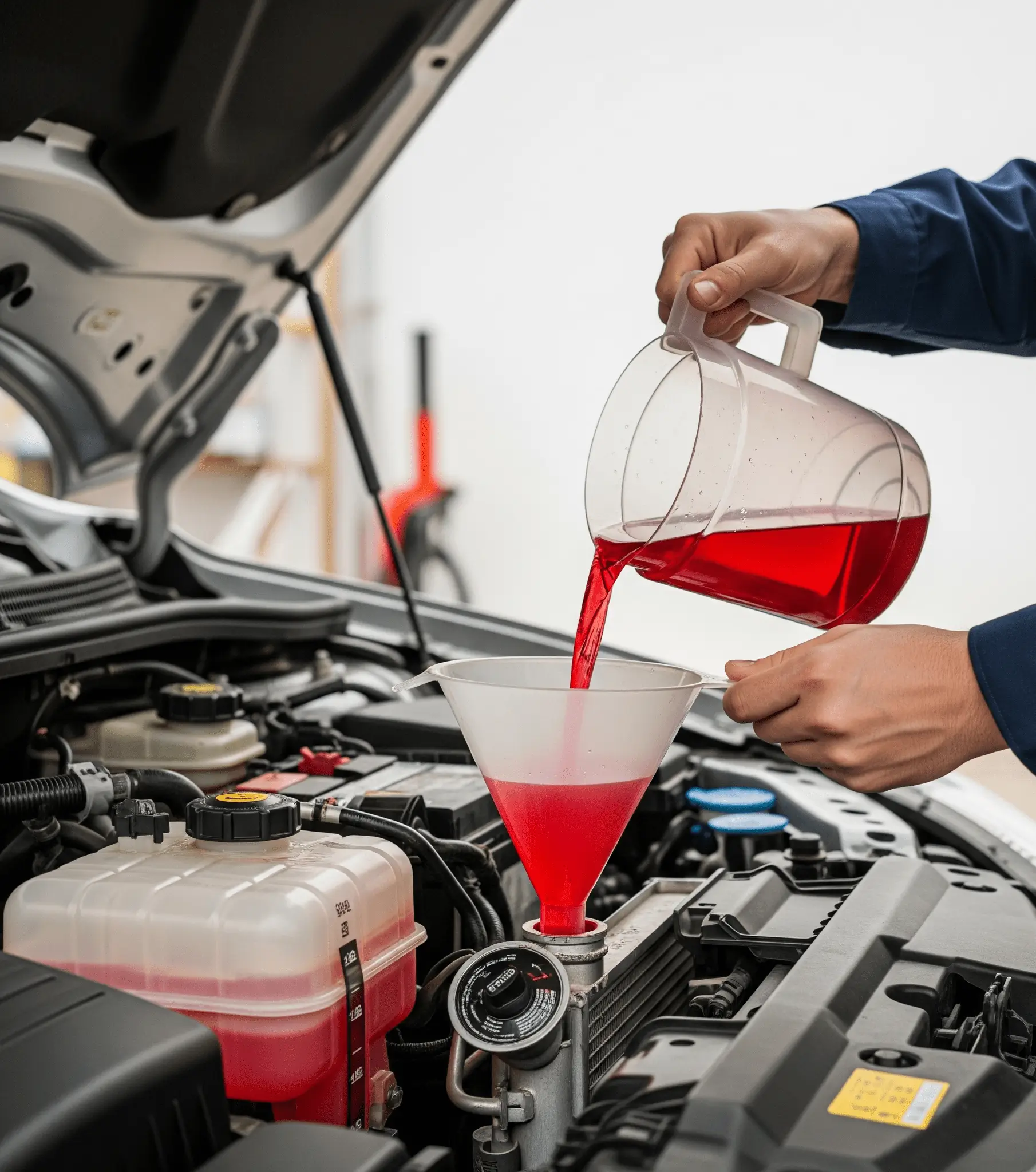 Hazırlanan antifriz karışımının radyatöre doldurulması