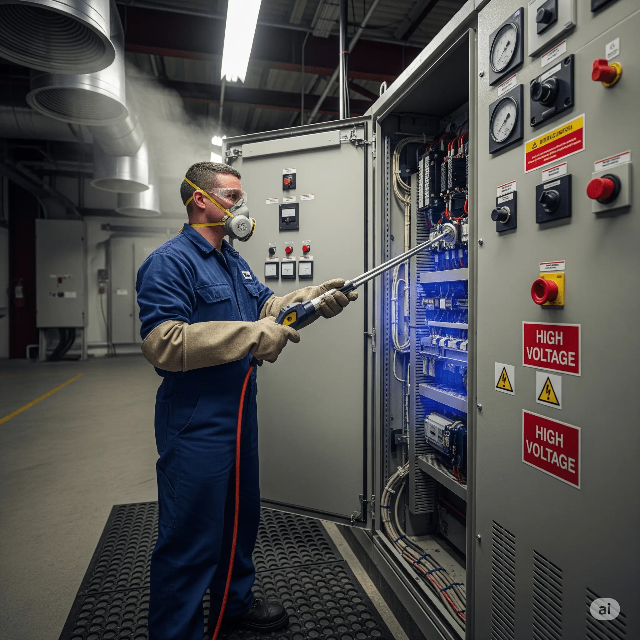 Pano temizliği öncesi güvenlik ekipmanlarının kontrol edilmesi