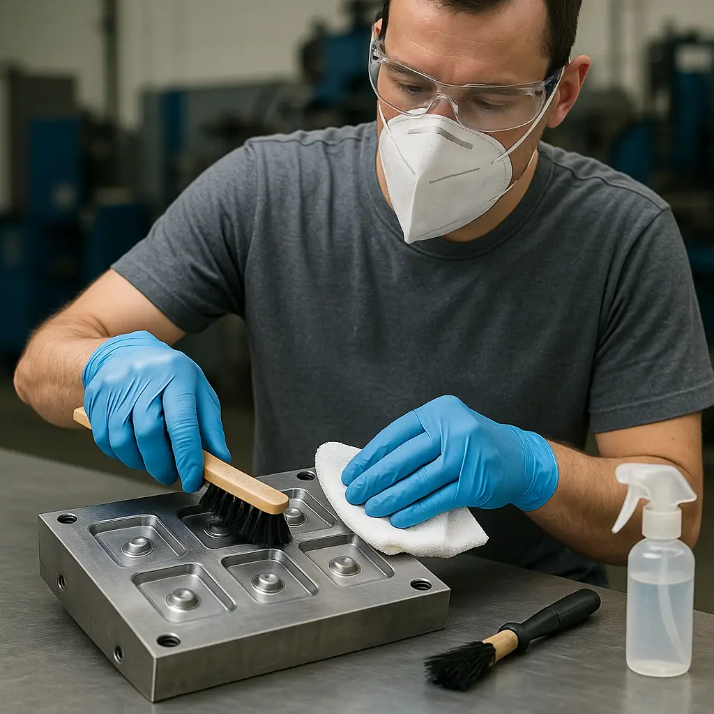 Kalıp yüzeyinde eski yağ, silikon ve kalıntının temizlenmesi