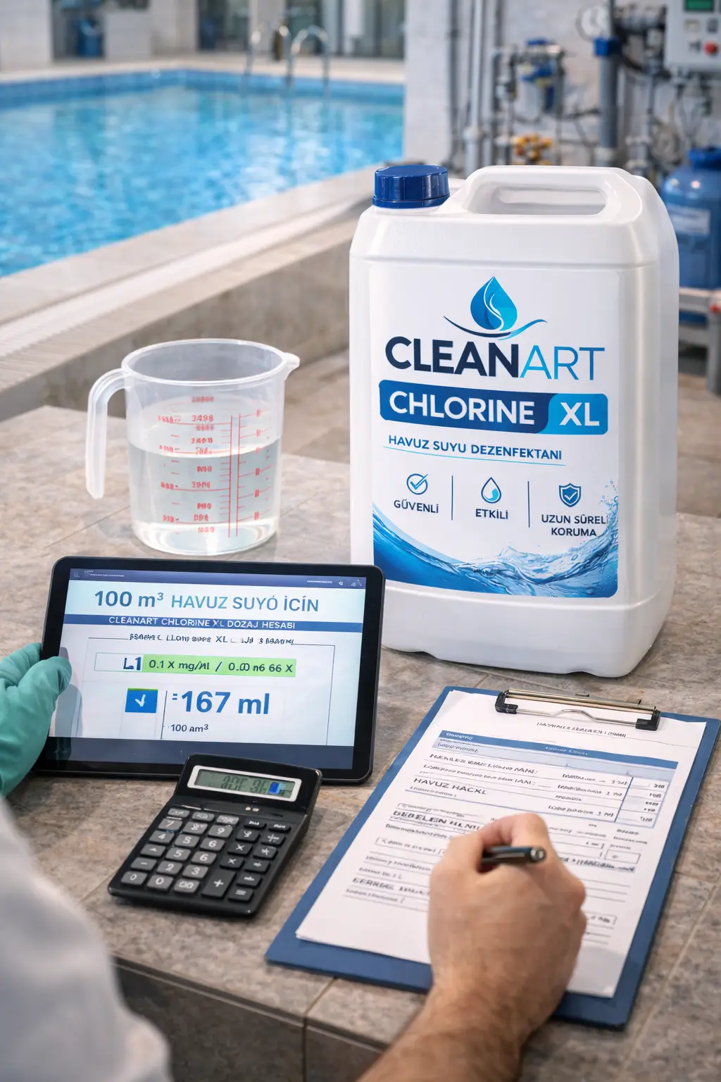 CLEANART CHLORINE XL havuz suyu dozaj hesabı CLEANART CHLORINE XL ile havuz suyu için dozaj hesabı yapılması
