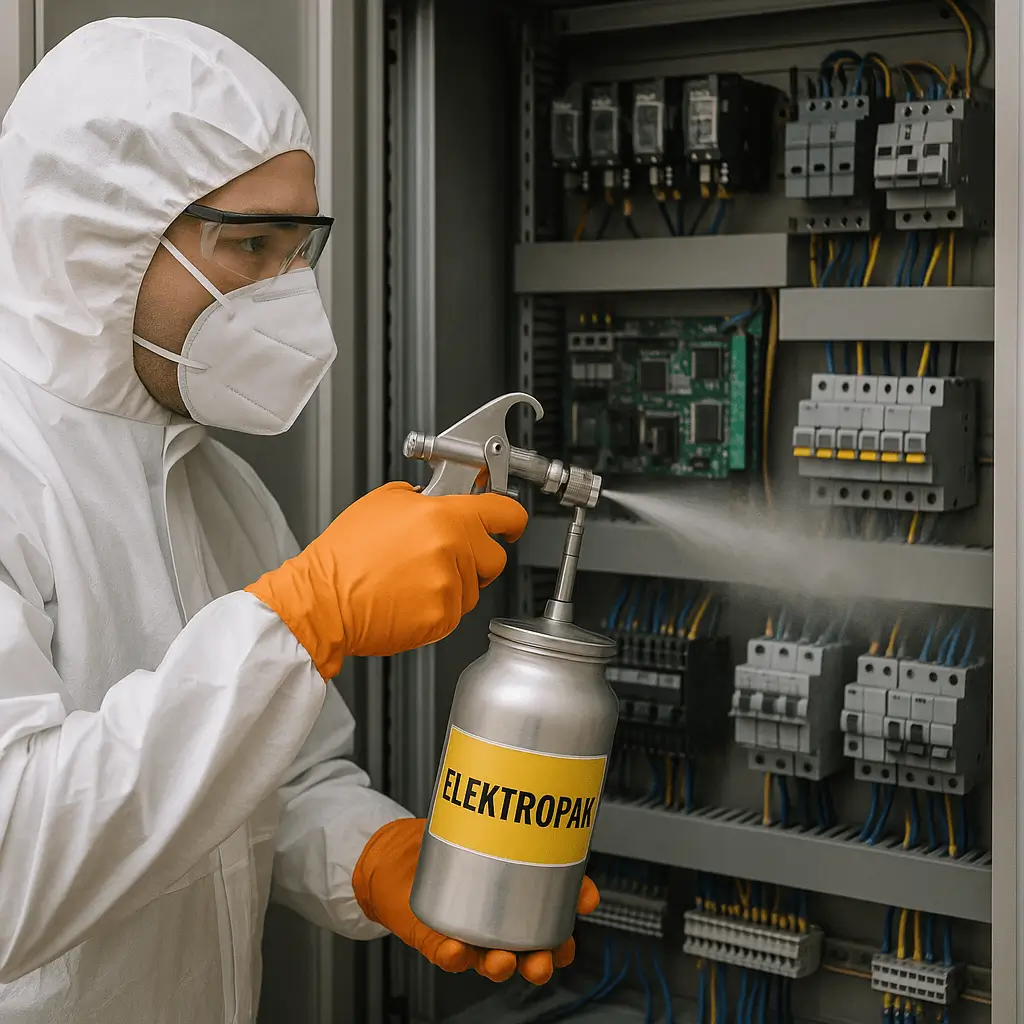 Solventin pano içerisine püskürtülerek uygulanması