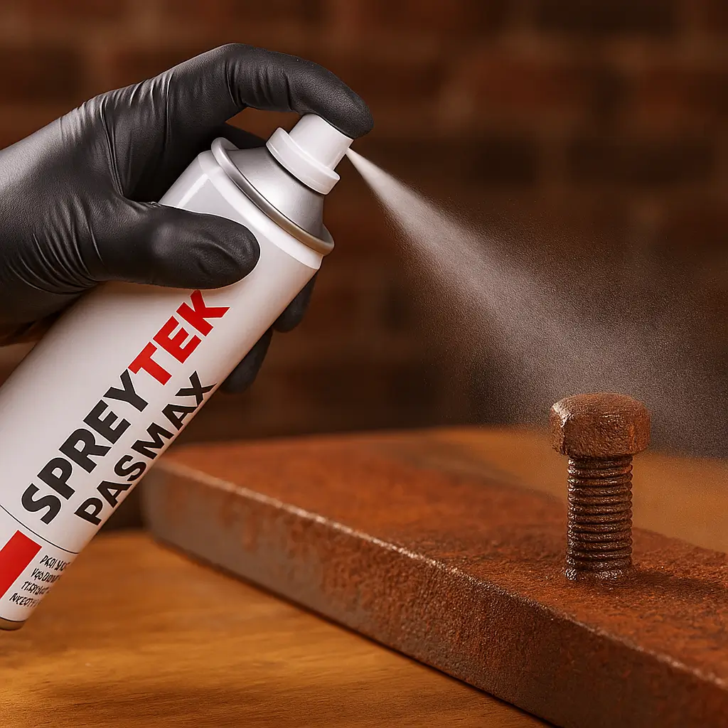 Pas sökücü spreyi paslı bölgeye uygulama aşaması