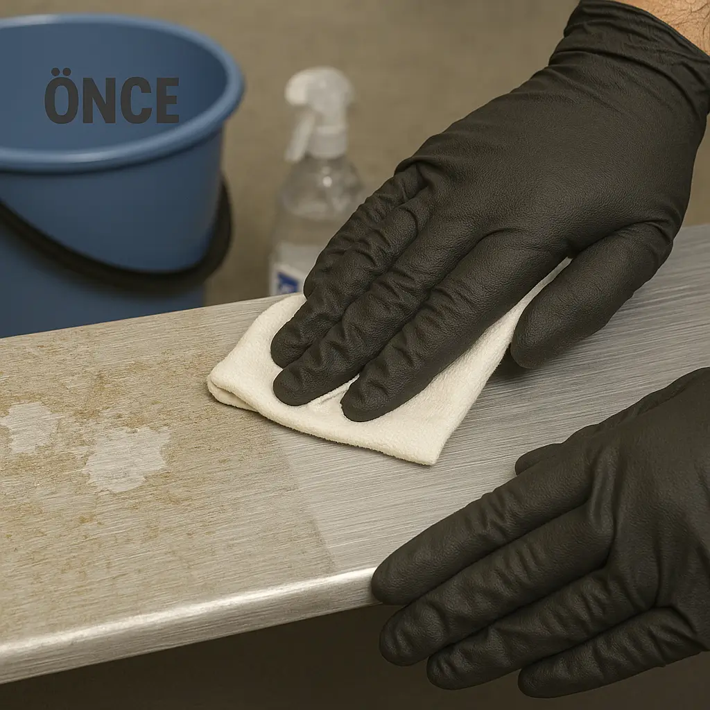 ALUFiX ile temizlenen yüzey durulanıyor ve parlatılıyor