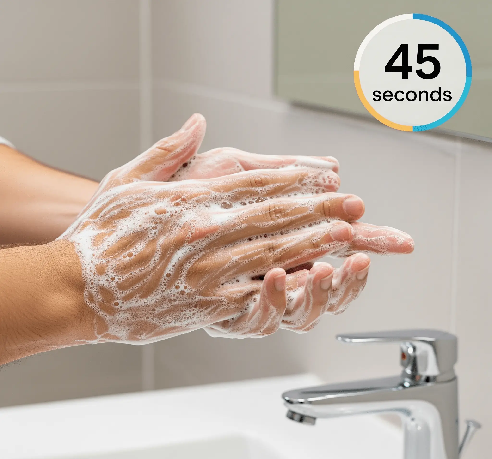 Ellere sabunun yayılıp ovalanması