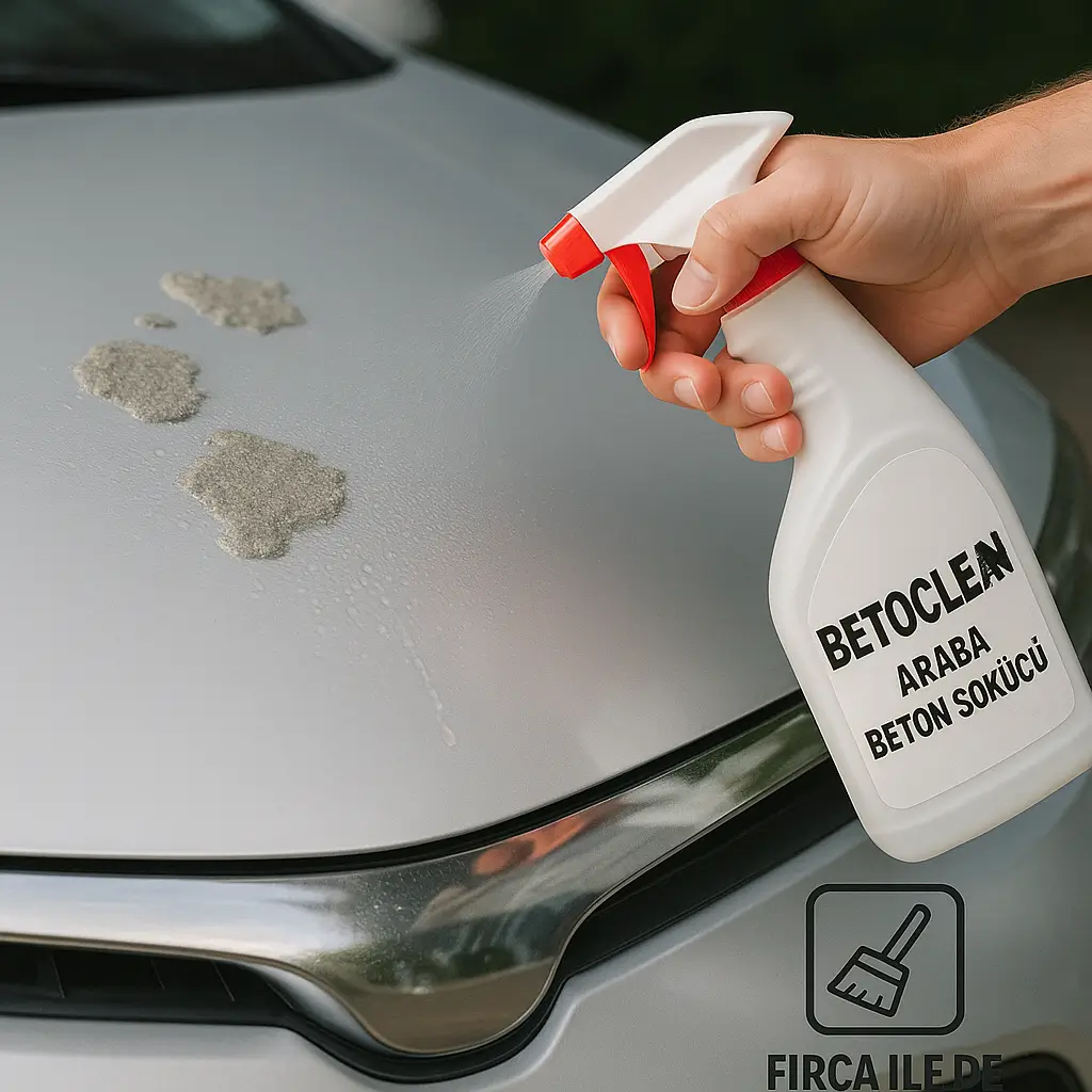 BETOCLEAN'in betonlu kaporta yüzeyine sprey ve fırça ile uygulanması