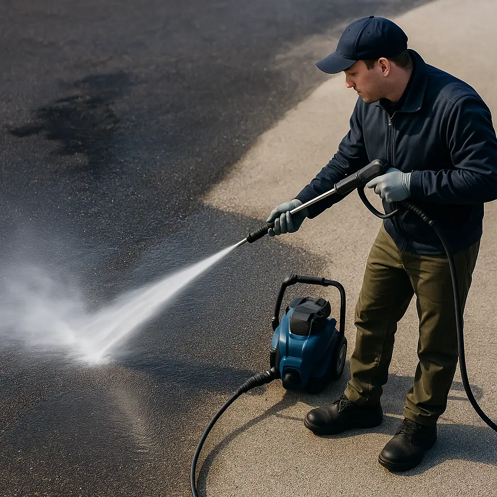 ASFALTMAX ile asfalt yüzeydeki yağın temizlenmesi