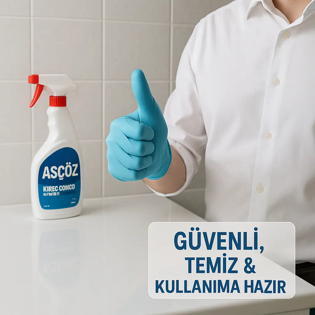 ASÇÖZ ile pas ve kireç temizliği sonrası kontrol ASÇÖZ uygulaması sonrası yüzeyde son kontrol ve temizlik