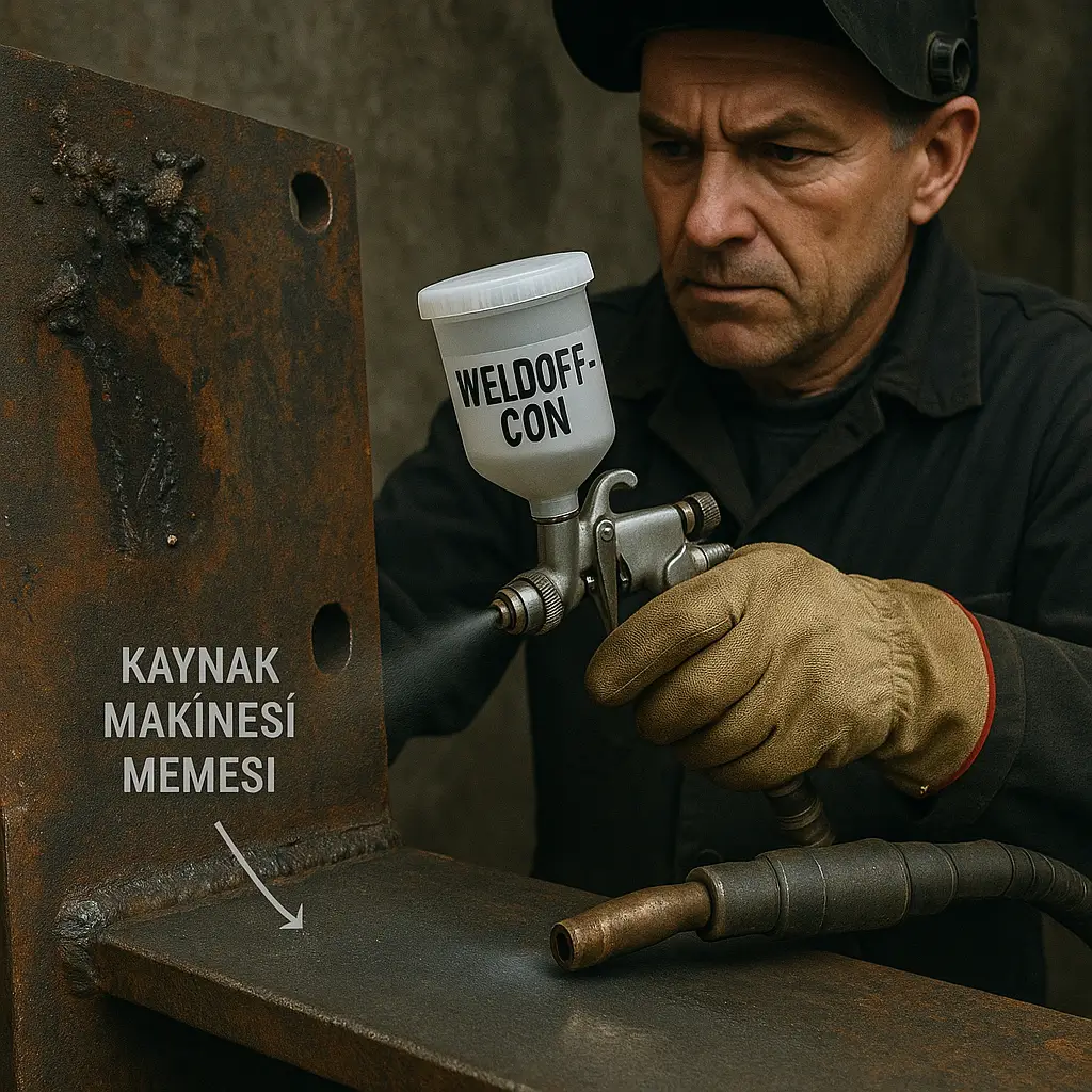 Hazırlanan WELDOFF-CON çözeltisinin kaynak yapılacak yüzeye püskürtülmesi