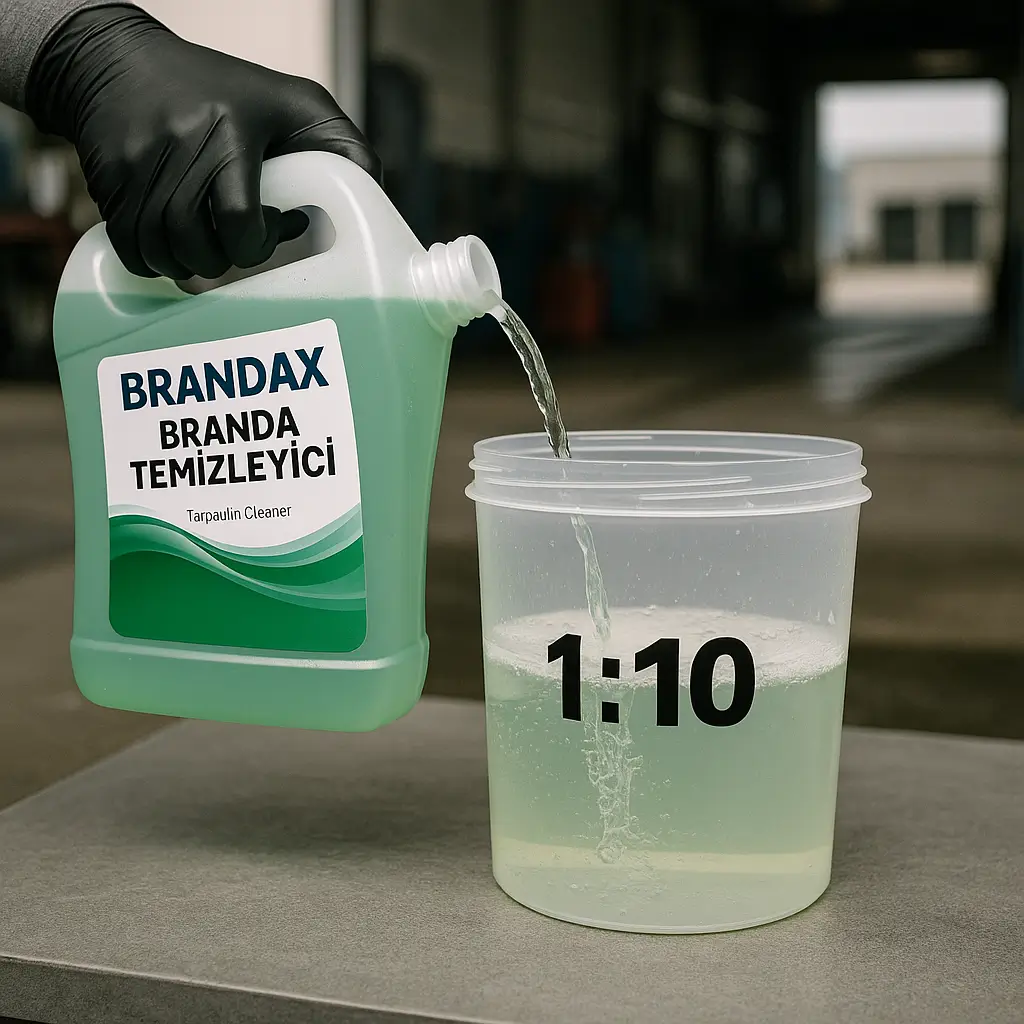 Brandax ürünü seyreltilerek hazırlanıyor