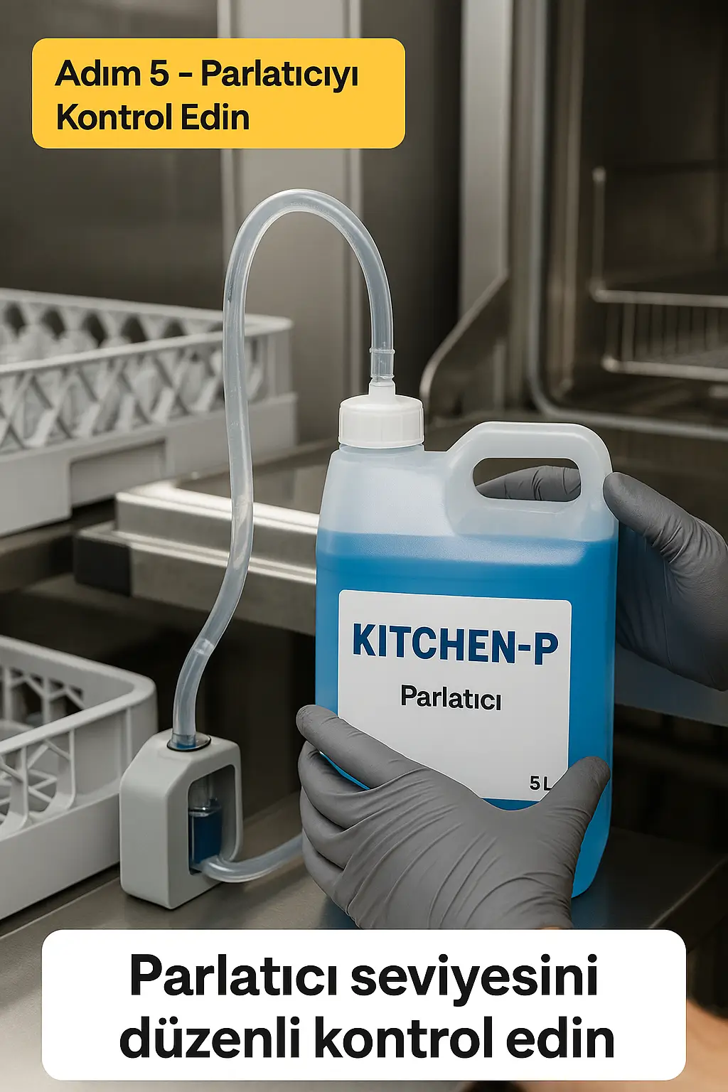 Parlatıcı seviyesini düzenli kontrol edin Parlatıcı seviyesi kontrol ediliyor, şeffaf boruda akış gözlemleniyor