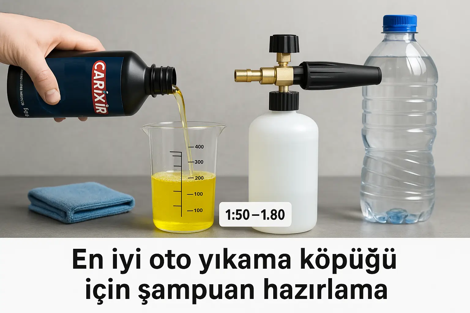 Doğru karışım - En iyi oto yıkama köpüğü için oran Köpük tabancasında en iyi oto yıkama köpüğü için doğru karışım