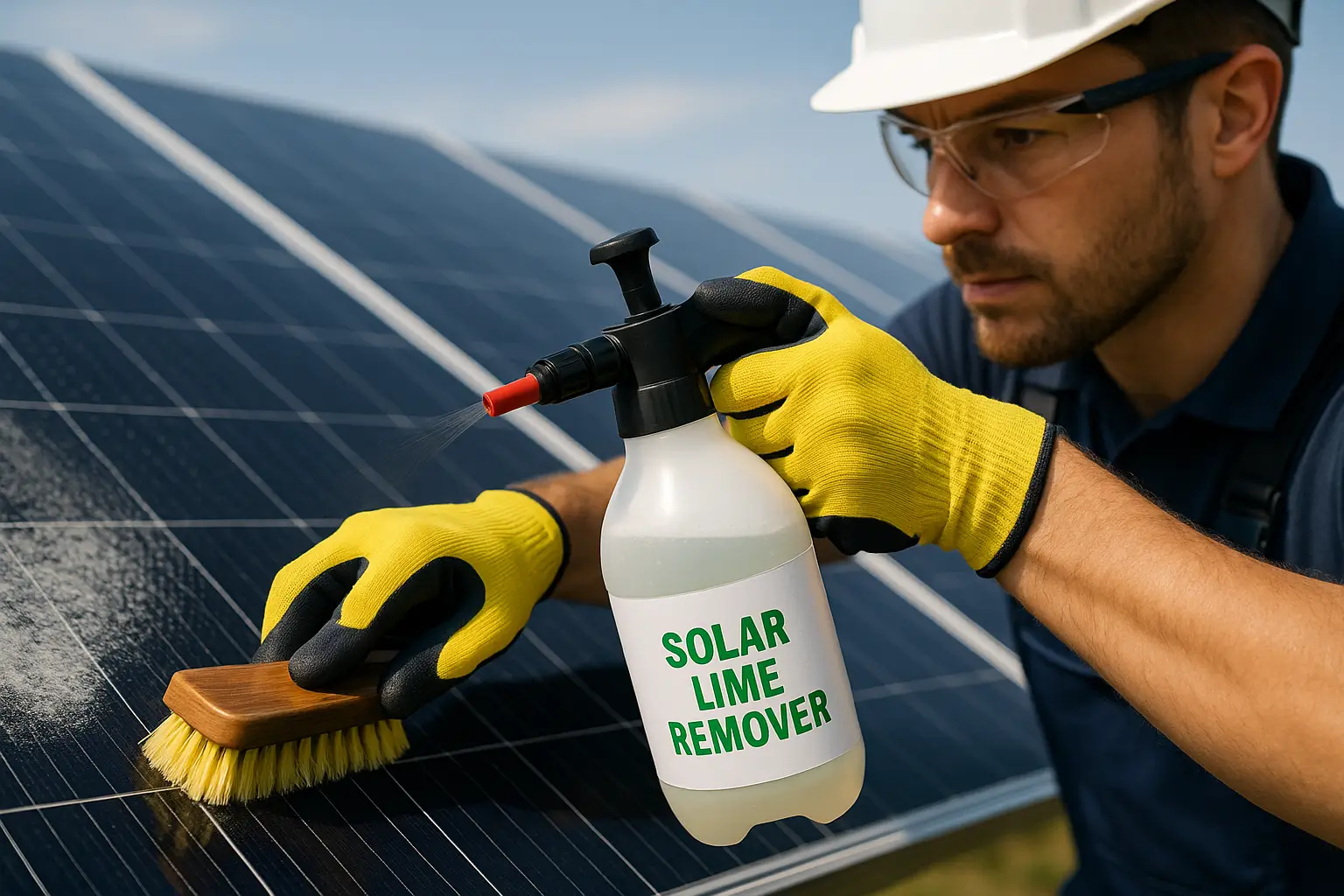 Hazırlanan kireç sökücü karışımını panellere uygulama ve fırçalama