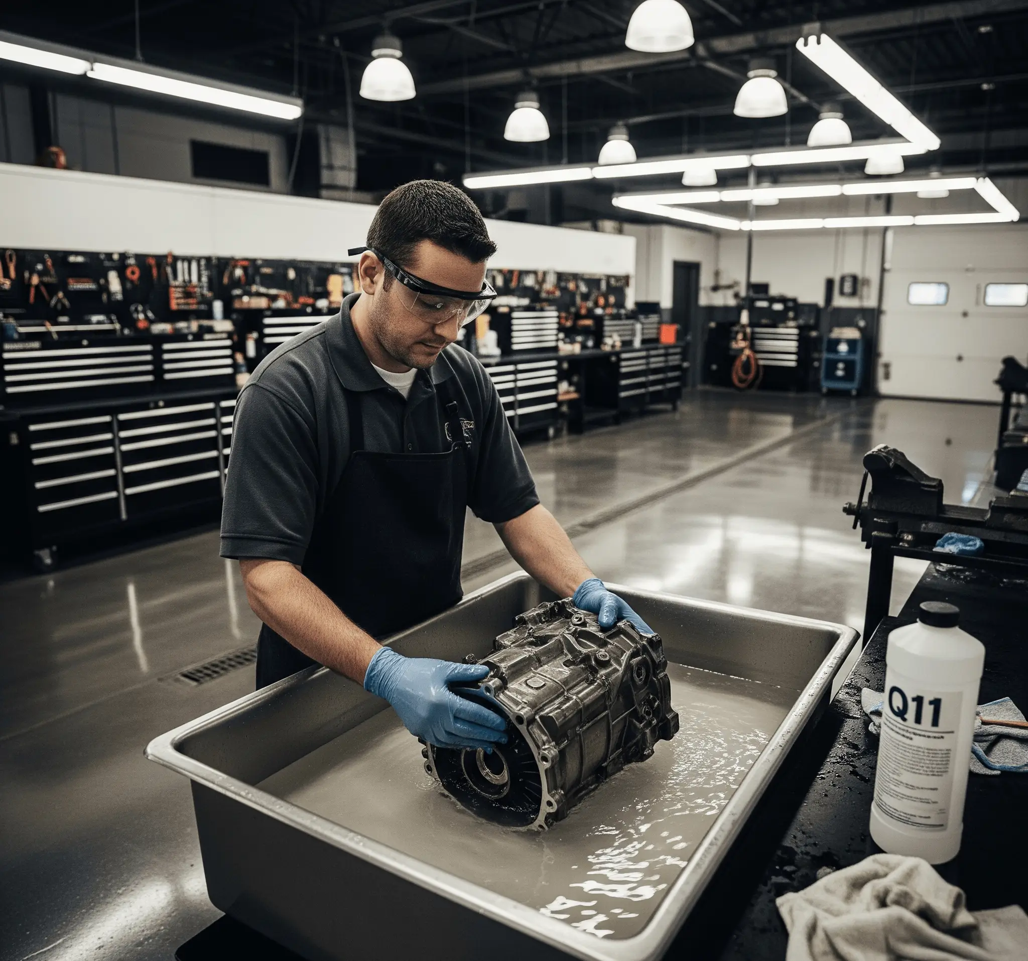 Q11 ile motor parçası daldırma temizliği Q11 ile motor parçalarının daldırma yöntemiyle temizlenmesi