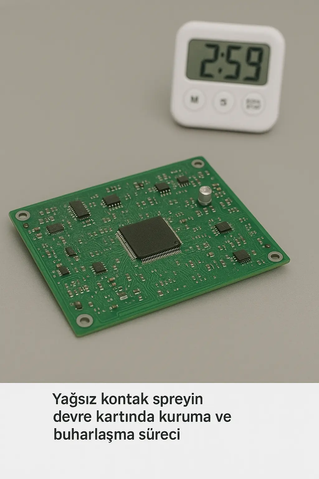 Kontak sprey uygulamasından sonra devre kartında kuruma süresi