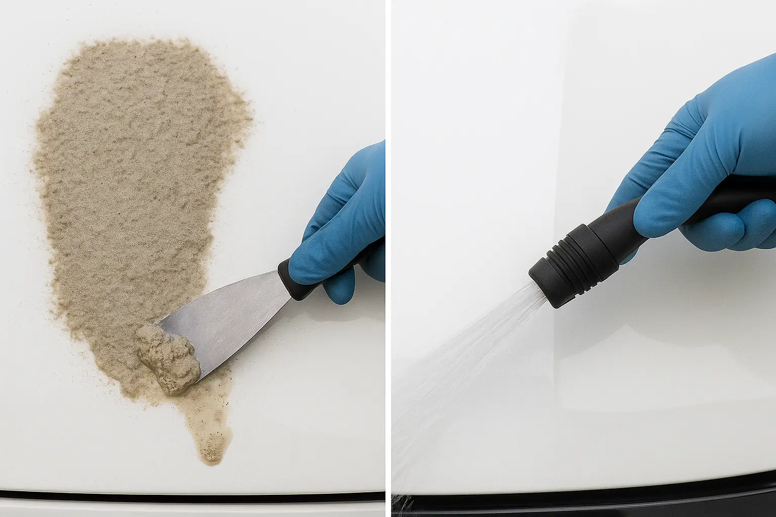 Çimento artığı temizliği sonrası yüzey durulama işlemi - boyaya zarar vermeyen çözüm