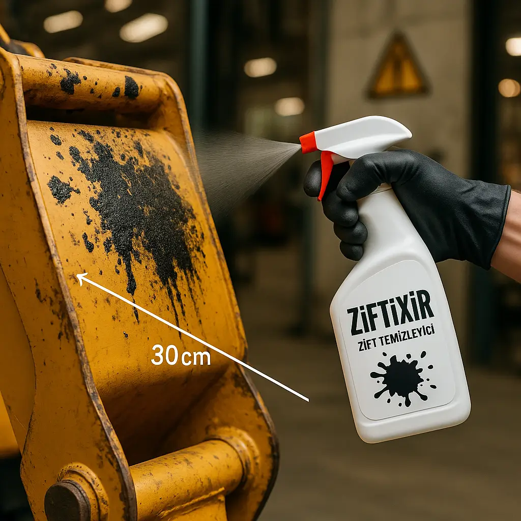 Katran ve Zift Temizliği İçin ZiFTiXiR'i Uygun Oranda Kullanın ZiFTiXiR katran ve zift temizliği için yüzeye uygun mesafeden uygulanıyor