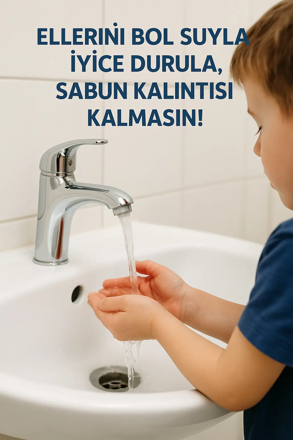 Sabunlu ellerin su ile durulanması