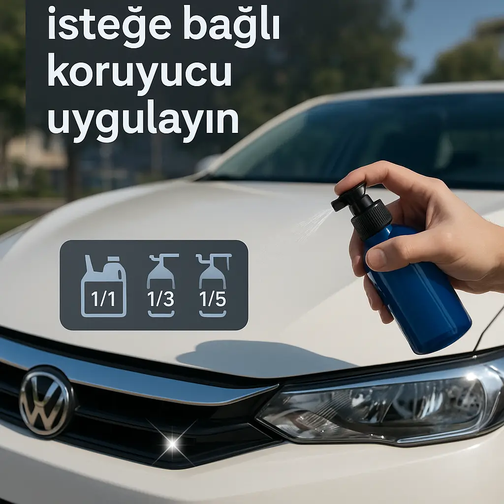 Temizlik sonrası kaportanın kontrolü ve isteğe bağlı boya koruyucu uygulaması