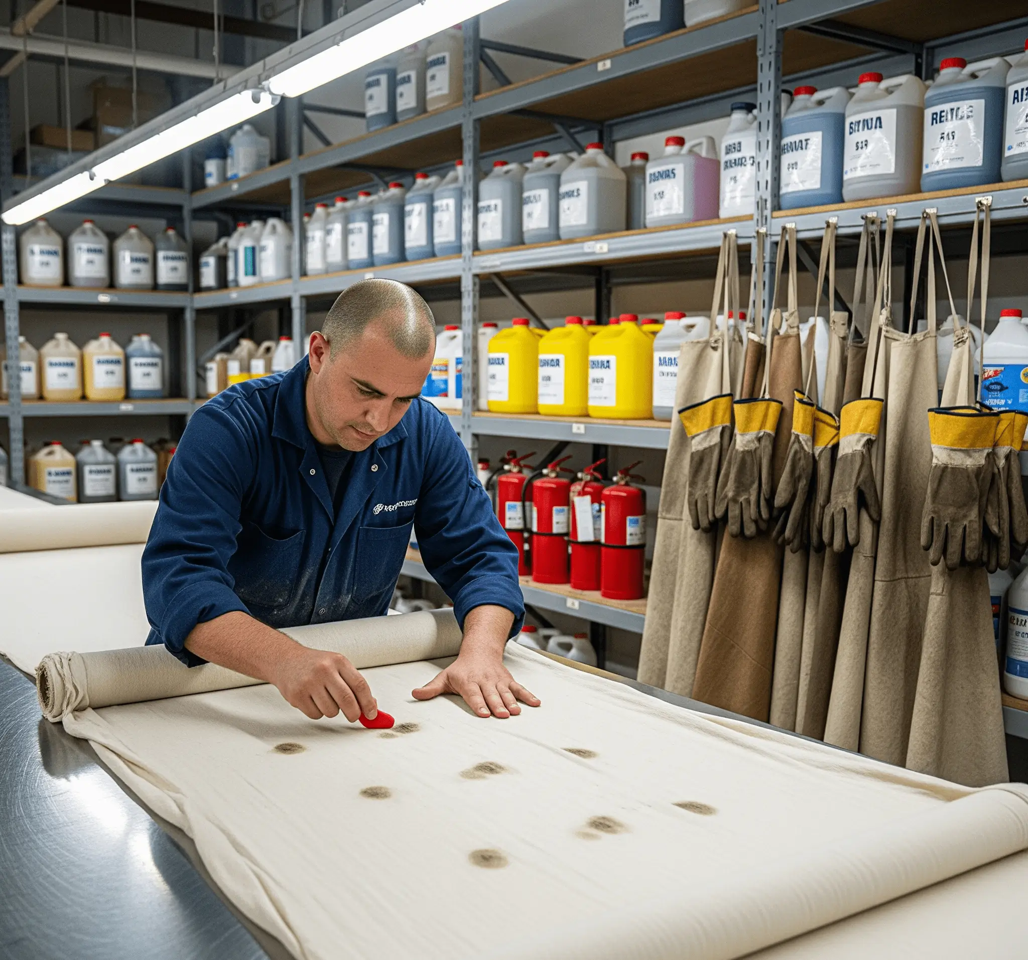 Leke sökücü tabanca öncesi kumaş hazırlığı