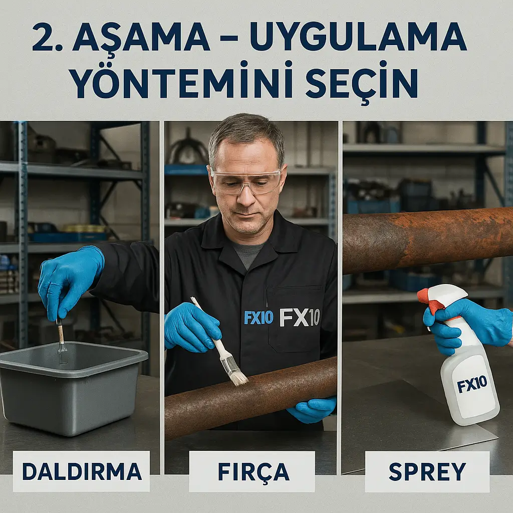 FX10 uygulama yöntemleri: fırça, sprey, daldırma