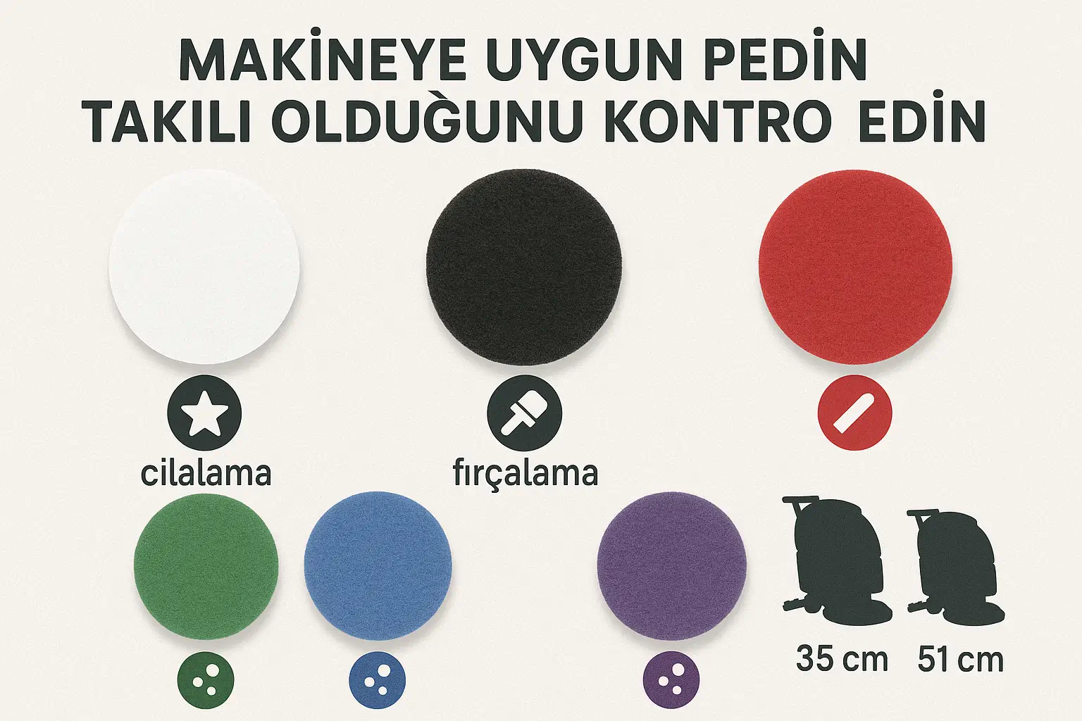 Zemin temizlik pedi seçimi ve kontrol