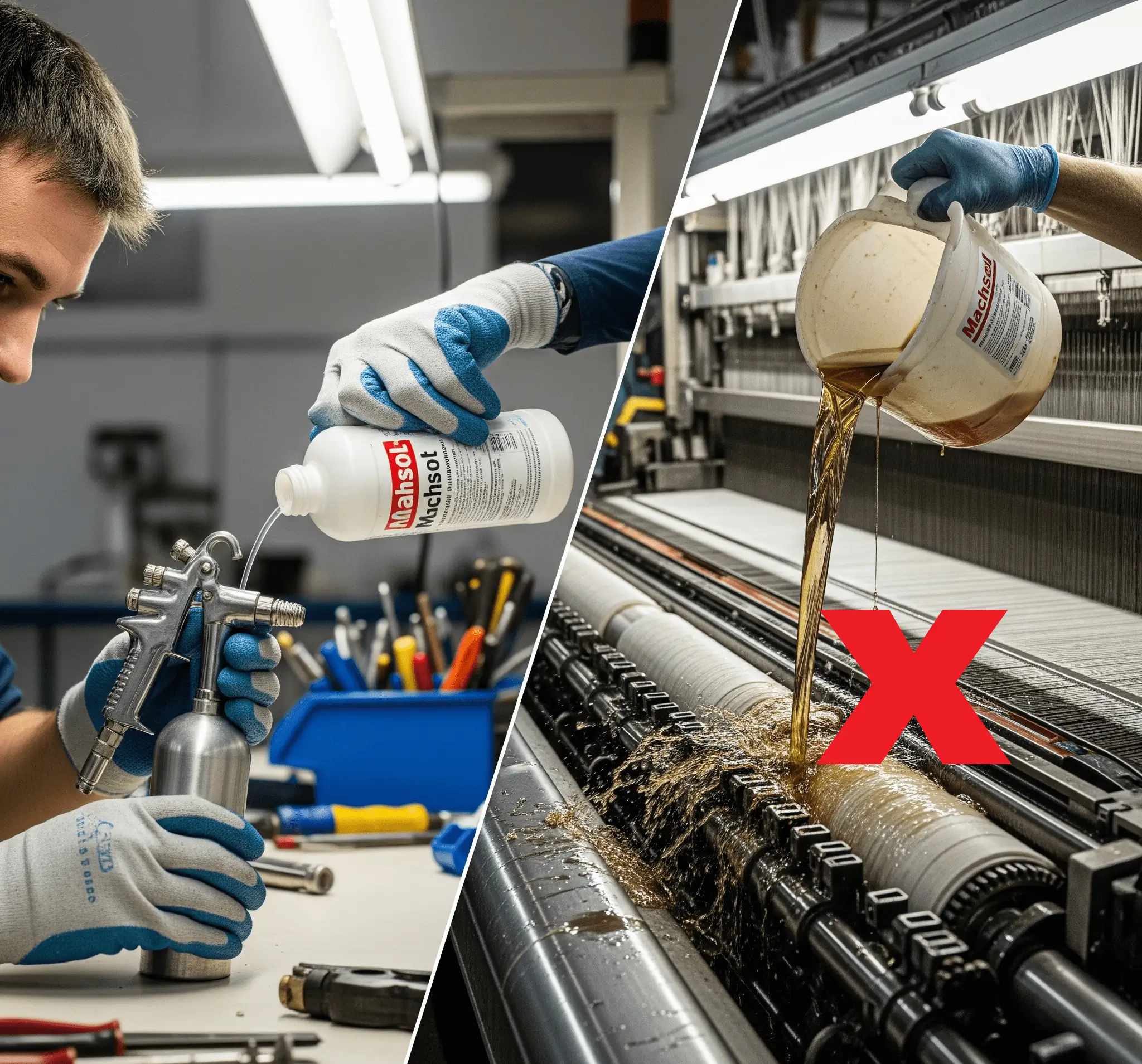 Machsol solventinin hava tabancasına doldurulması