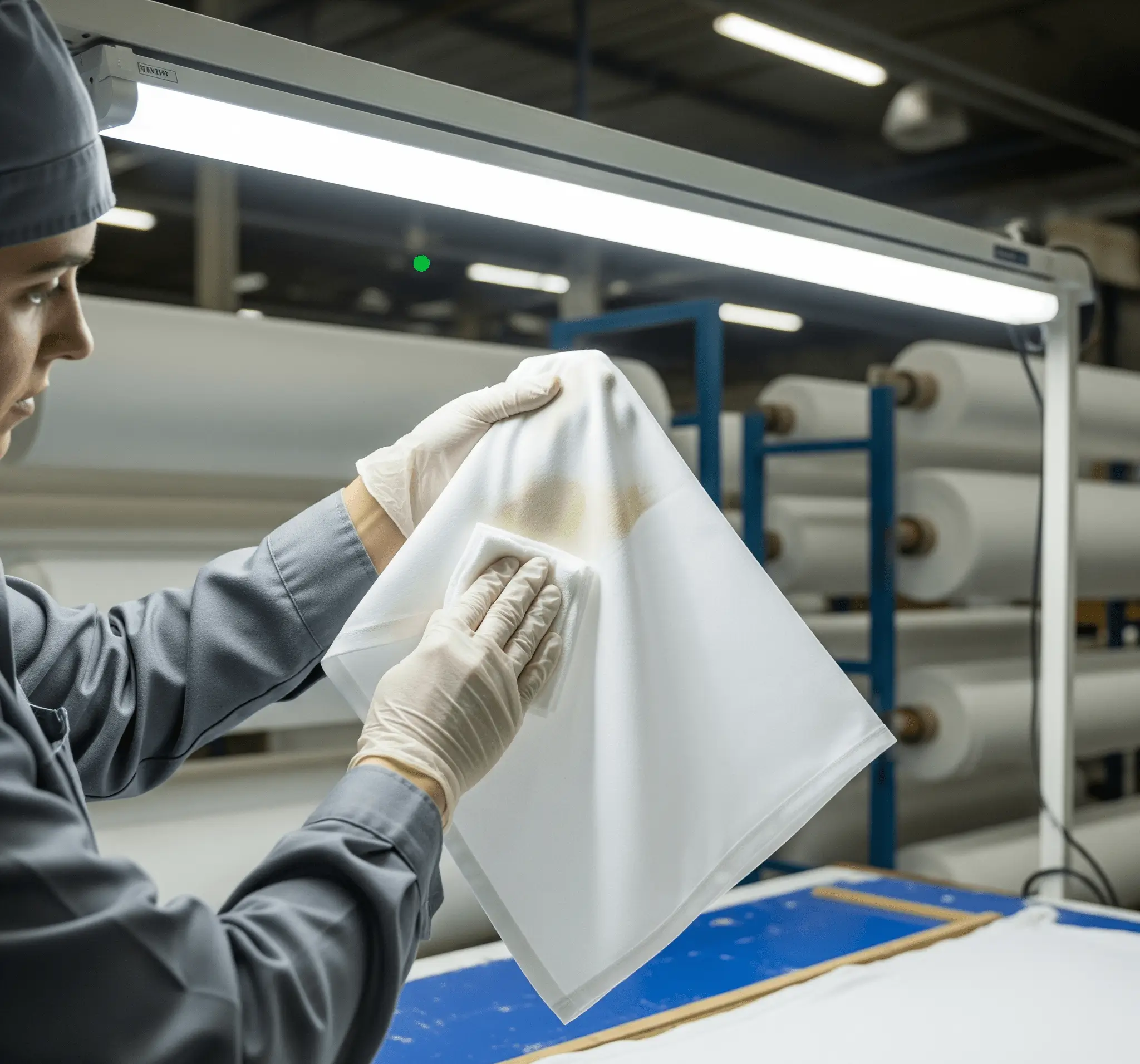 Solvent sonrası kumaşın kontrol edilmesi