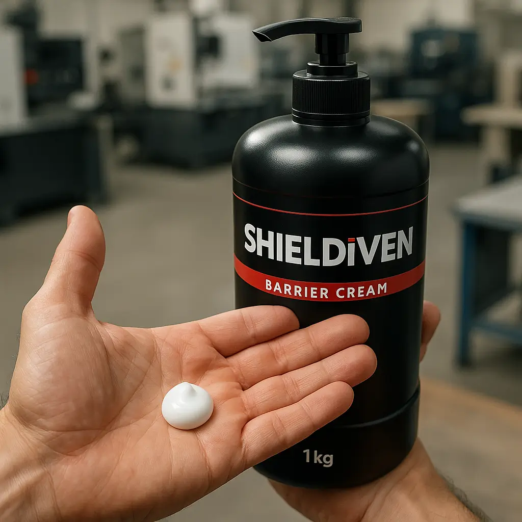 Avuç içine fındık büyüklüğünde SHiELDiVEN bariyer krem alınması